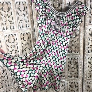 Anna Sui Silk floral short sleeve romper shorts